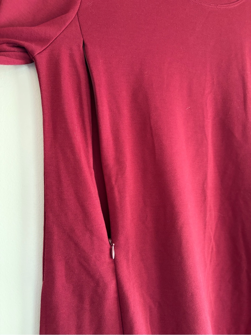 Gap Maternity Burgundy Short Sleeve Nursing Zipper Dress Size XS - Picture 3 of 7